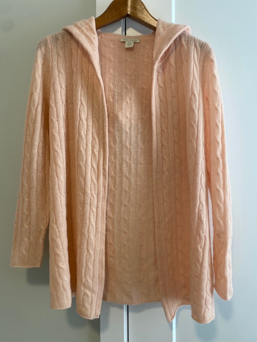 White + Warren Peach Cashmere Cardigan Sweater